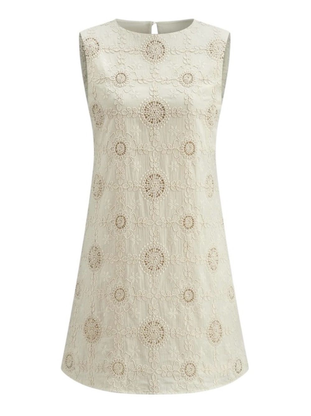 Commense Embroidered Eyelet Mini Dress Cream Ivory Cotton XS NWT Eyelet